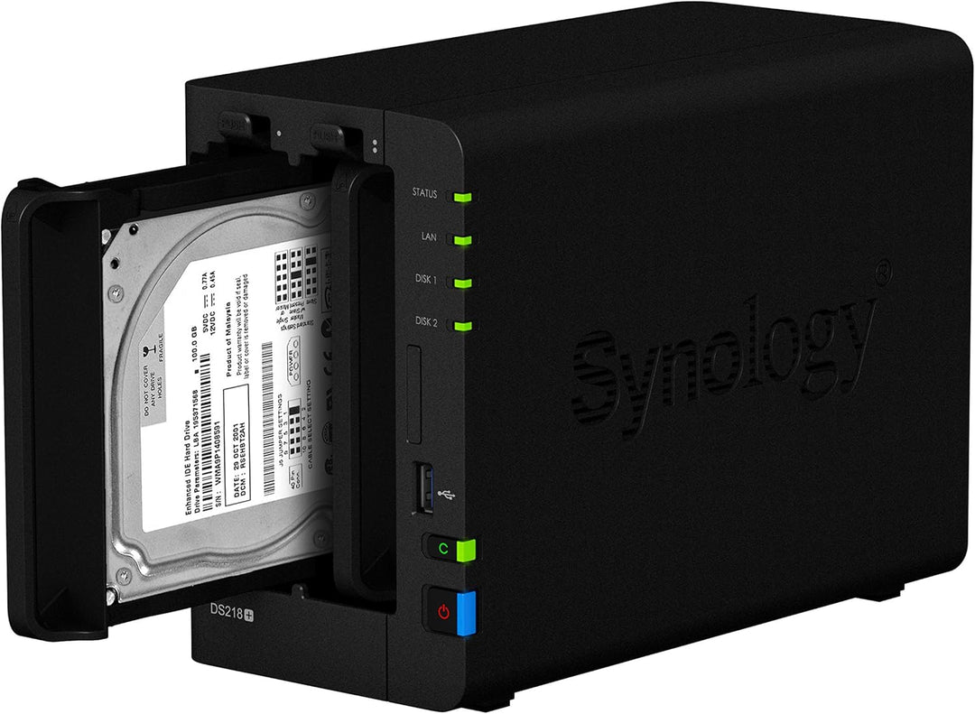 Synology DS218+ 24TB 2 Bay NAS Lösung | Eingerichtet mit 2 x 12TB Seagate IrownWolf Fährt, 24TB