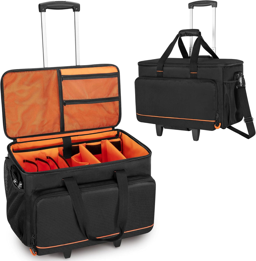 Trunab DJ Tasche Trolley mit Hart Gepolstertem Boden, Abnehmbaren Trennwänden und Dolly, DJ Kabel Ta