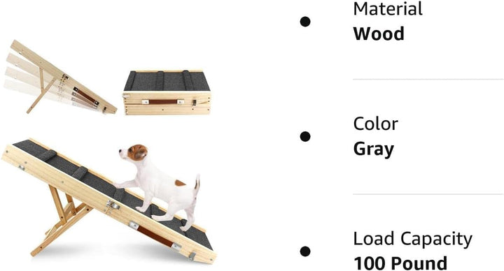 Hunderampe,Hundetreppe aus Holz,Tragbare Katzen Rampe für Bett Sofa, 4 Höhenverstellbare von 25CM bi