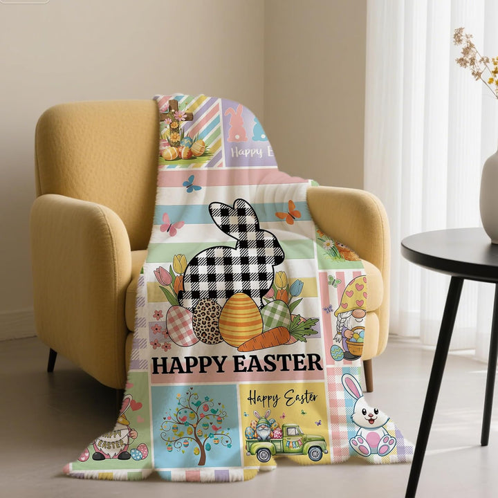 Ostern Kuscheldecke Flanelldecke Schlafdecke Geschenk 150×130CM Ostern Hase Happy easter Geschenk Os