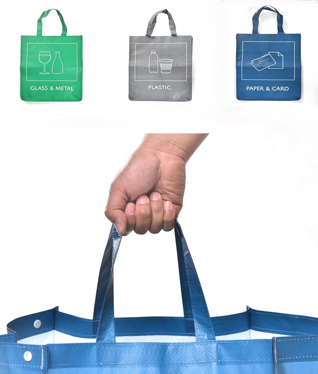 Wiederverwendbare Recycling-Taschen, 3er-Pack Innen- und Aussenbereich Mülltrennung, Wasserdichte Ab