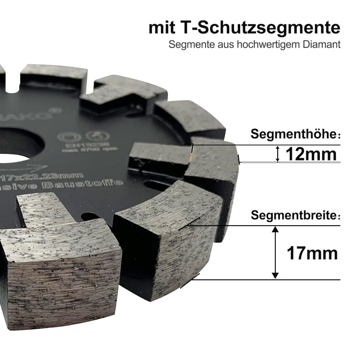 GVHAKG Tuck Point 130mm Diamant Fräser,Sehr verschleissfest Lange Lebensspanne für Estrich, Asphalt,