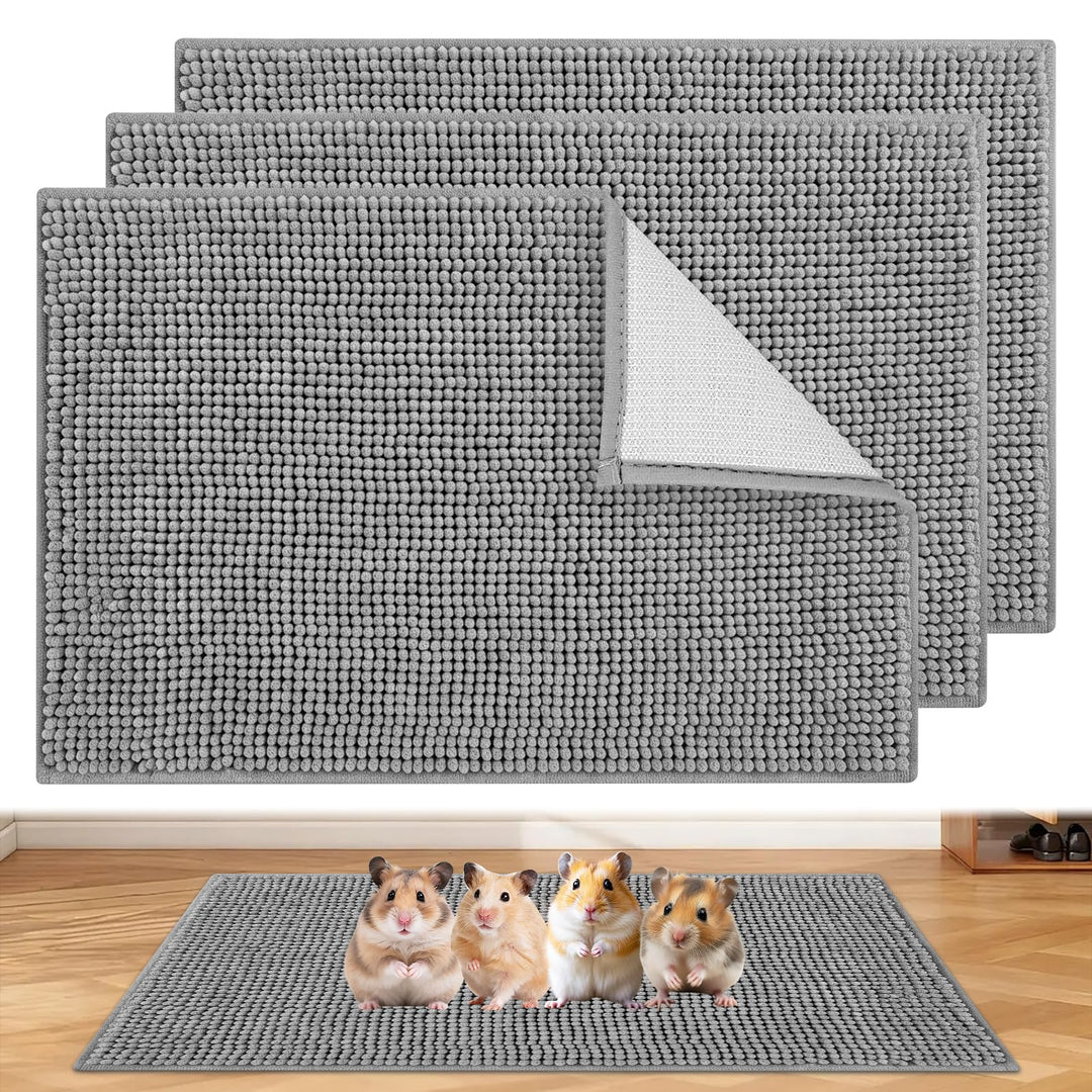 3 Stück Meerschweinchen Unterlage Waschbar, 60x40cm Saugfähige Pipipads Käfigmatte Grau, Meerschwein