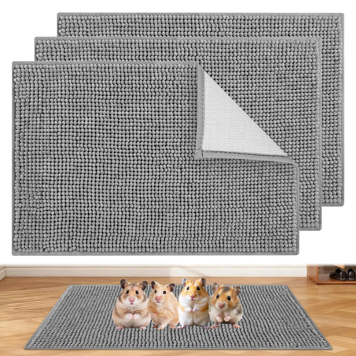 3 Stück Meerschweinchen Unterlage Waschbar, 60x40cm Saugfähige Pipipads Käfigmatte Grau, Meerschwein