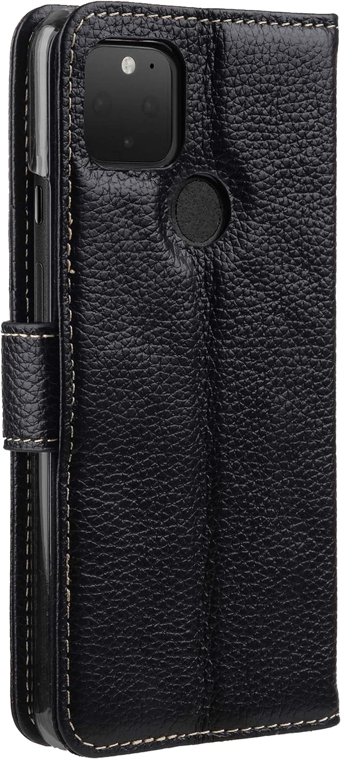 STILGUT Talis kompatibel mit Google Pixel 4a 5G Hülle mit Kartenfach aus Leder, Flip Cover, Wallet C