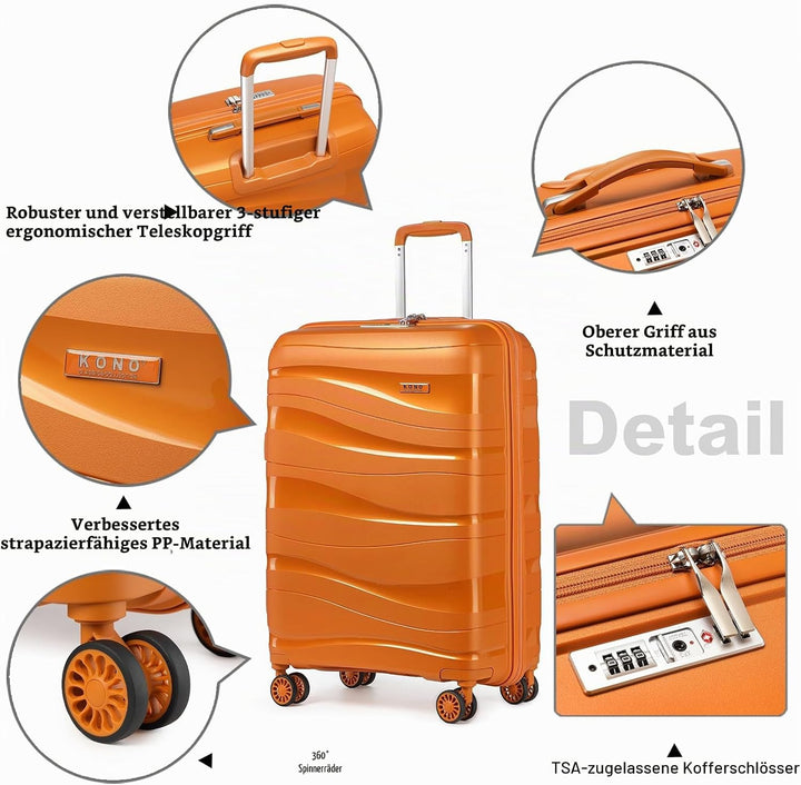 KONO Koffer Trolley Reisekoffer Set Leicht Hartschalenkoffer mit TSA Schloss Zwillingsrollen Rollkof