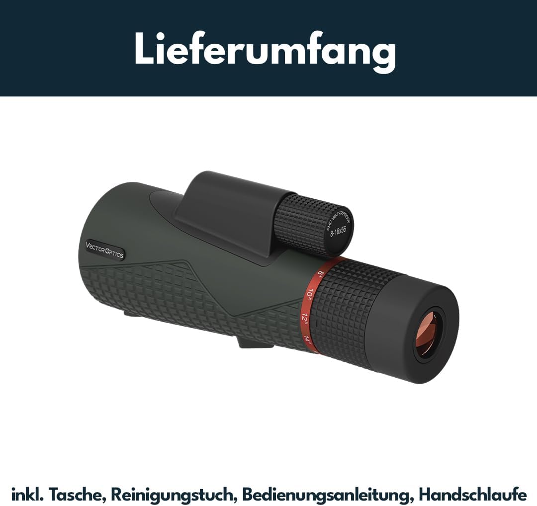 Vector Optics SCMO-04 Forester 8-16x56 ED taktisches Monokular für Sport, Freizeit, Jagd, Camping un