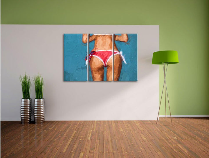 Pixxprint Sexy Po als Leinwandbild/Grösse: 3 Teilig (120x80) cm/Wandbild/Kunstdruck/fertig bespannt