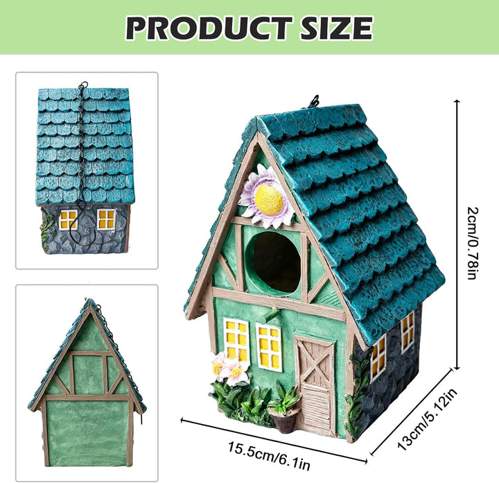 Vogelhaus Für Draussen, Bunte Vogelnistkästen Aus Kunstharz, 21.4x13x15.5 cm Vogelhaus Wetterfest, H