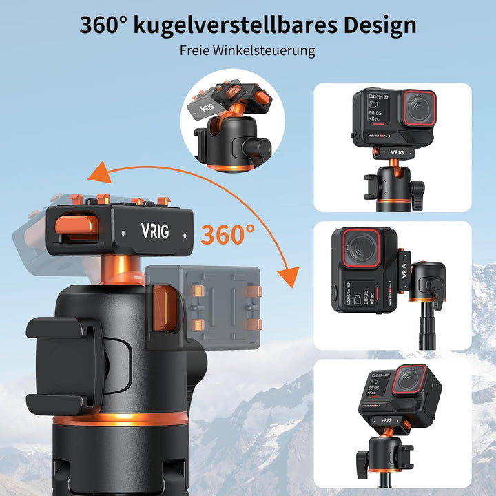 VRIG AC-50 Selfie-Stick Stativ für Insta 360 Ace Pro 2/ Ace Pro/ X5/ X4 Air | 55 cm Verlängerungssta