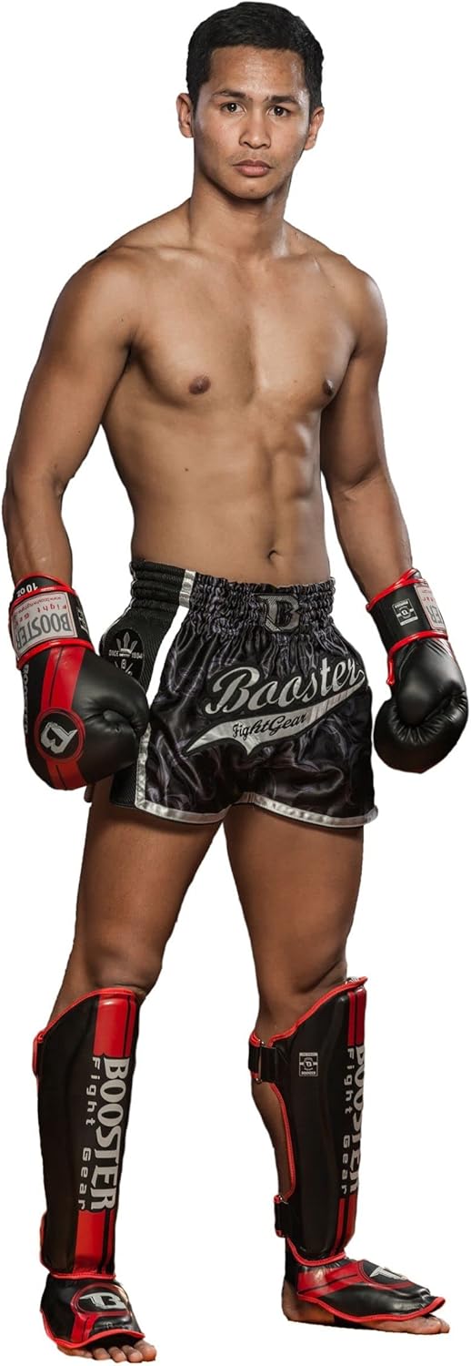 Booster Schienbeinschoner, V3, schwarz-rot, Shin Guards, Muay Thai XL, XL