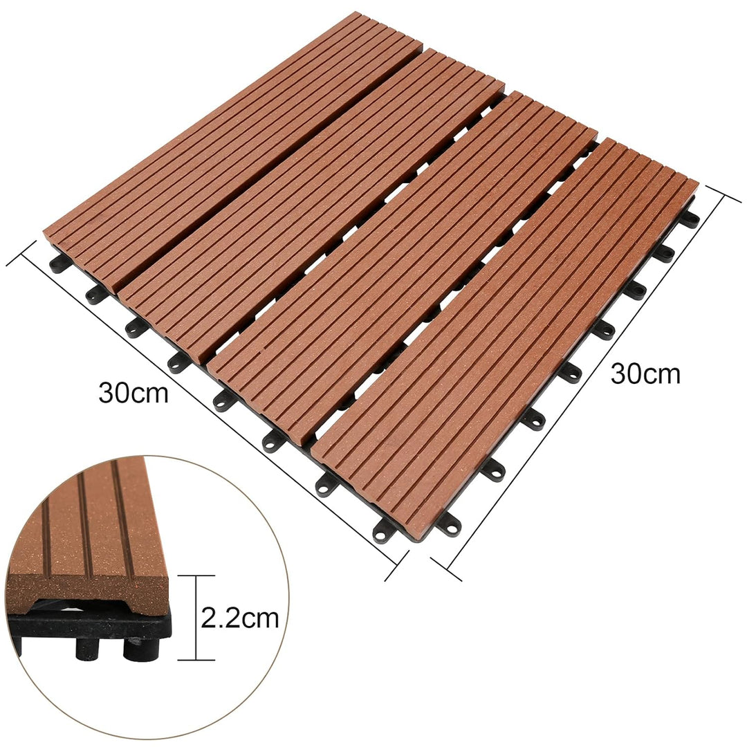 Gimisgu WPC Terrassenfliesen Holzoptik, Balkonfliesen Klicksystem Terrassendielen Klickfliese Kunsts