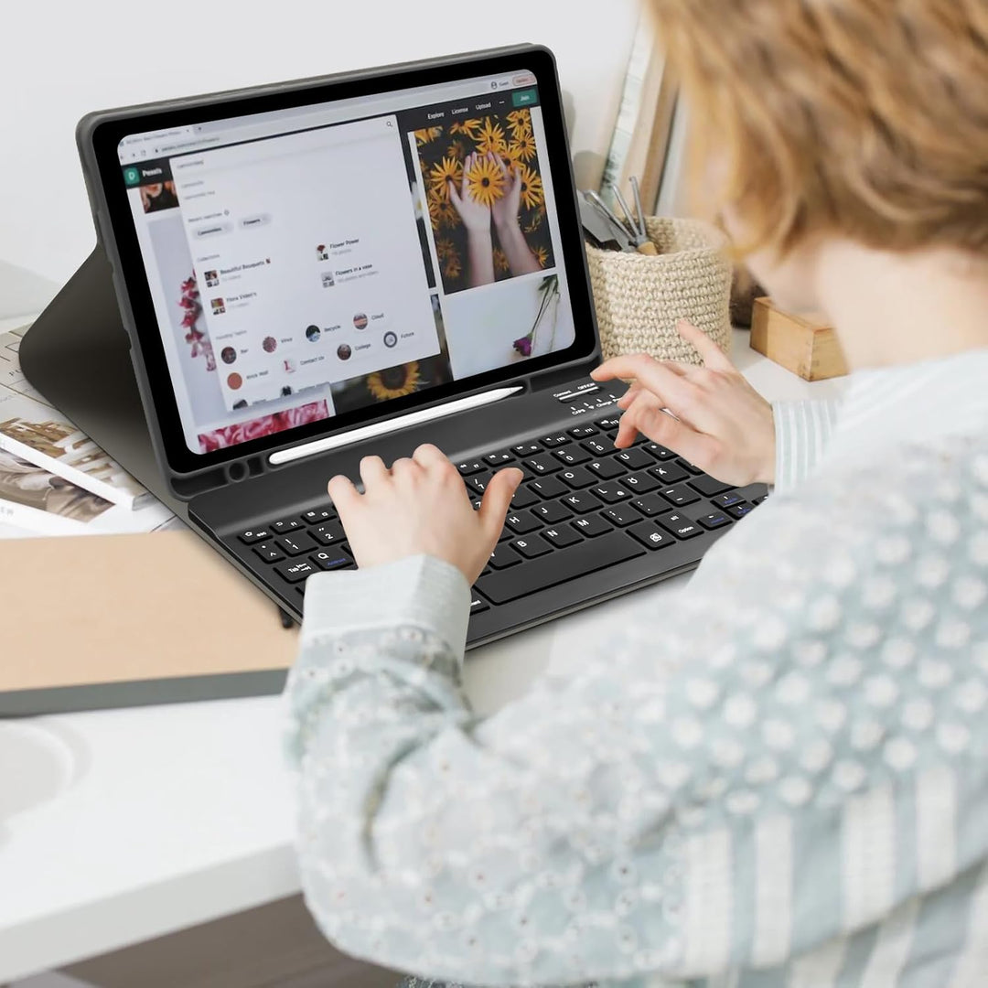 Hülle mit Tastatur für Samsung Galaxy Tab S6 Lite 2024/2022/2020, Schutzhülle mit Pencil Halter Wire