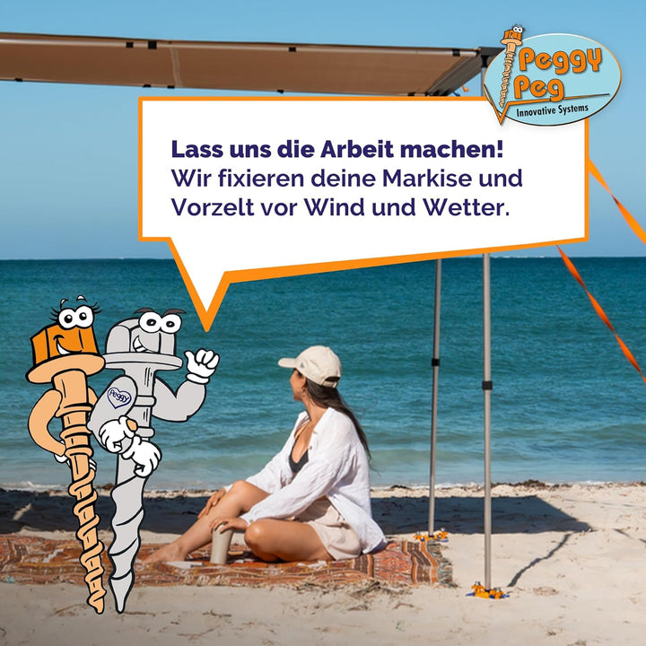 Peggy Peg – 12 Stück Schraubheringe Normal 20cm – Erdschrauben für weiche bis Harte Böden (85% Aller