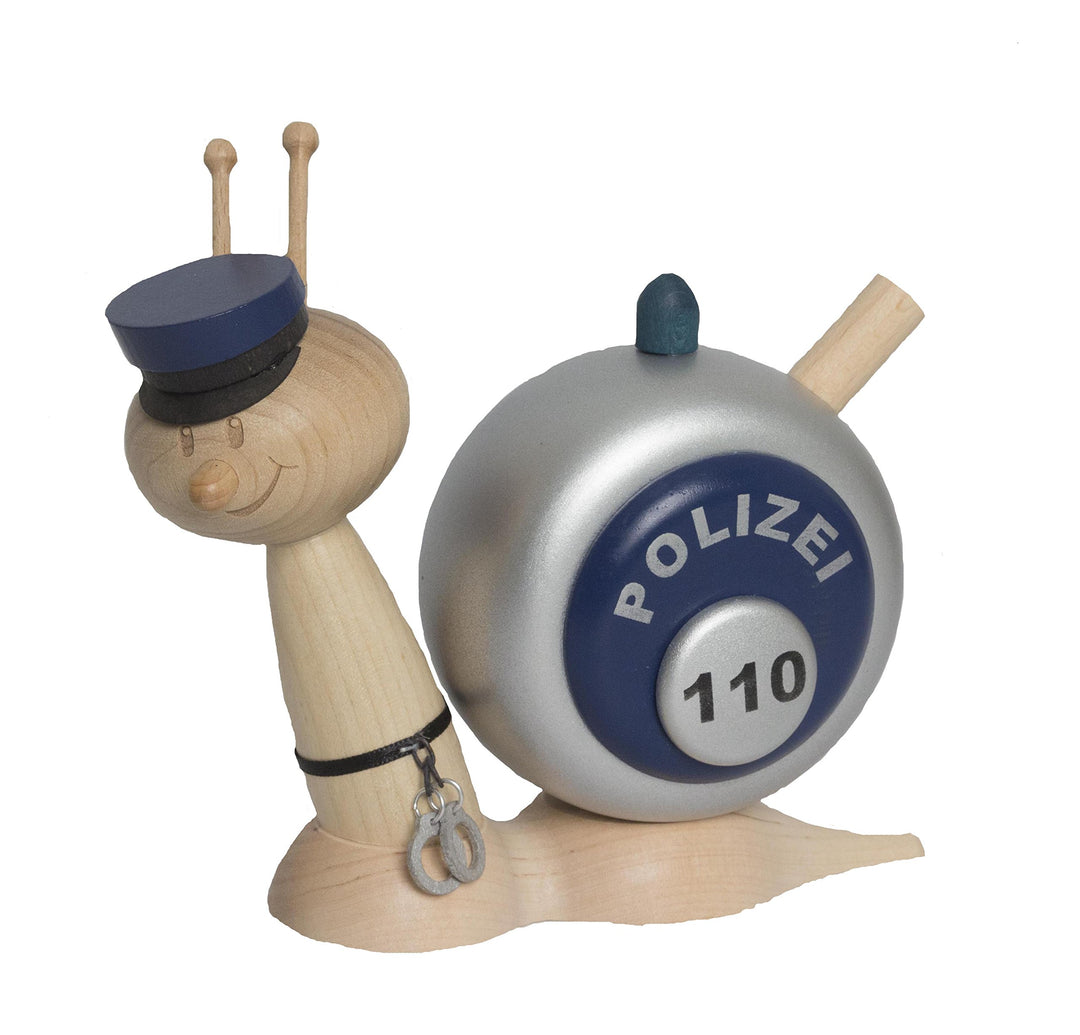 Kuhnert Drechslerei Rauchschnecke/Räucherfigur aus Holz - Sunny Polizeischnecke - Höhe: ca. 15cm - M