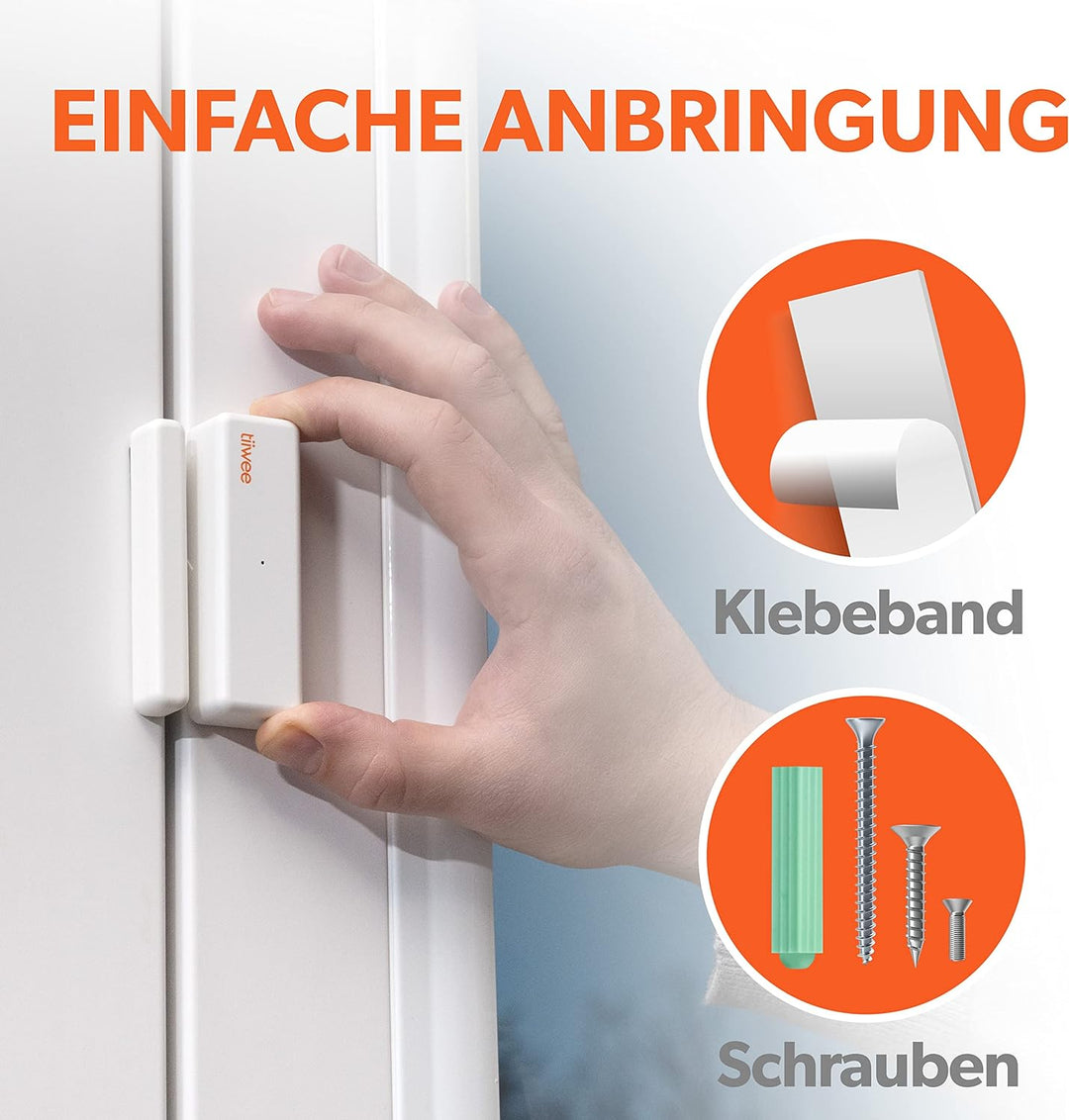 tiiwee Alarmanlage für Tür und Fenster - Sicherheitssystem mit Sirene, 4 Tür- und Fenstersensoren un