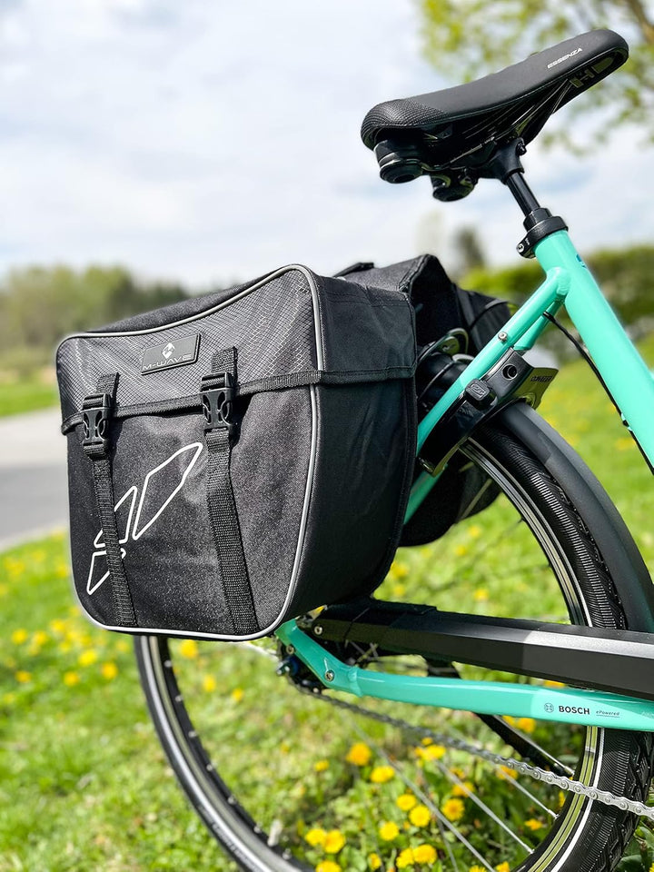 M-Wave Amsterdam Double Gepäckträgertasche, schwarz, 44 x 40 x 5 cm Schwarz einzeln Single, Schwarz