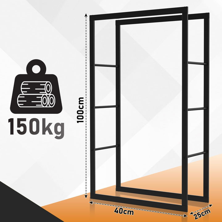 Ikodm kaminholzregal Innen und Aussen, Metall Brennholzregal aussen 60 x 25 x 100CM, Holzstapelhilfe