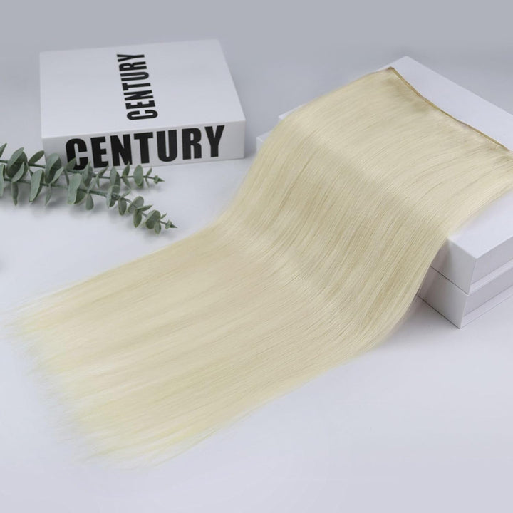 Fshine Invisible Clip in Extensions Echthaar Blond Hair Extensions Clip in Echthaar Weissblond 30cm