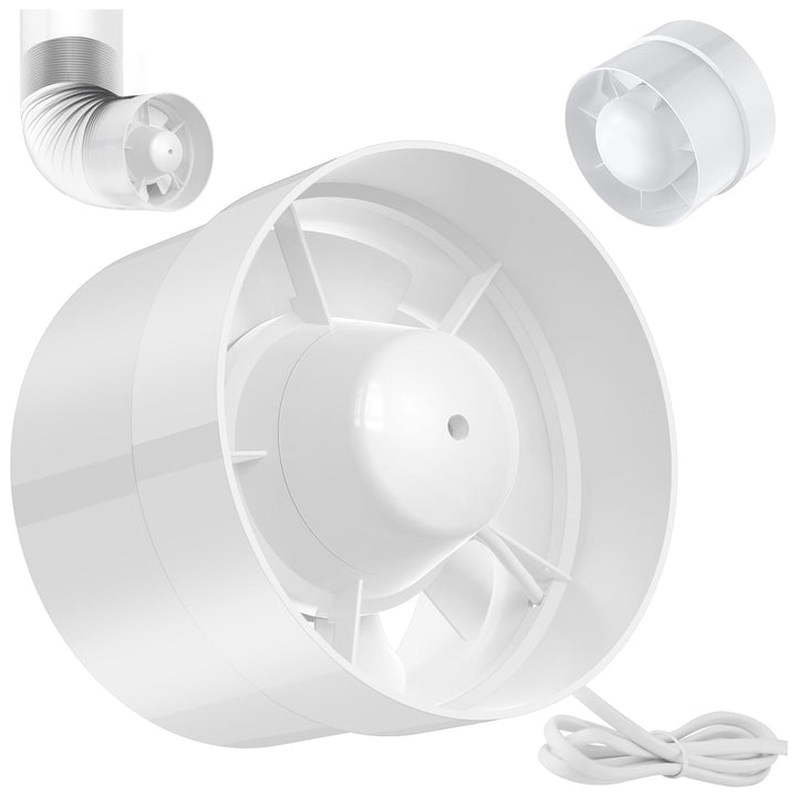 Rohrventilator 125mm, Rohrlüfter 320 m³/h, 34dB Leise, Abluftventilator Rohrlüfter 125mm, Rohrventil