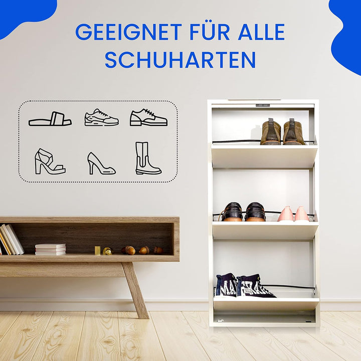 Schuhregal Metall Schuhschrank Hoch Schuhkipper mit Magnetische Abdeckung Montiert Schmal und Wandmo