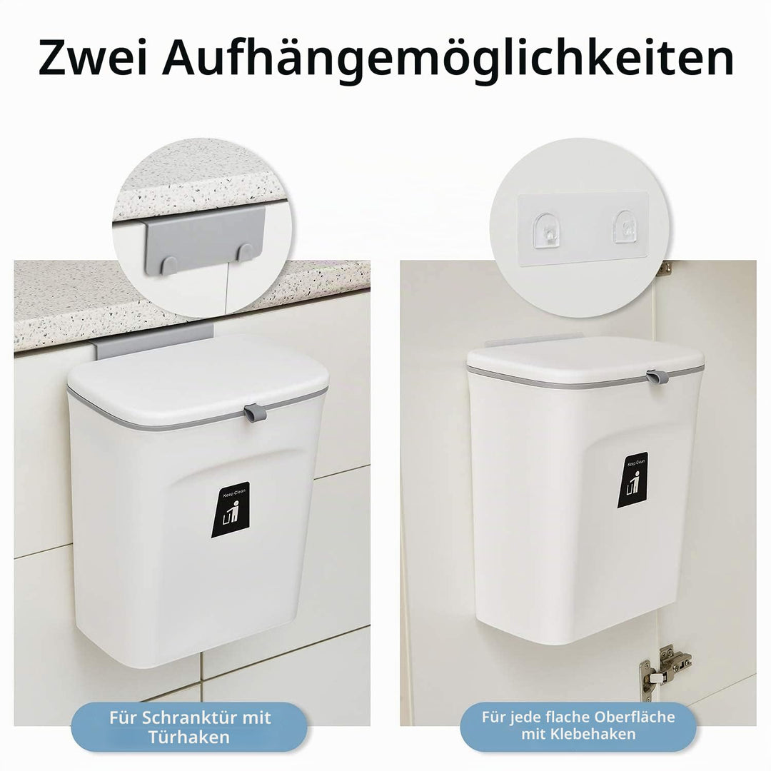 OHMG Kompostbehälter für die Küche, 9l Mülleimer, unter der Arbeitsplatte oder Spüle, kleiner Müllei