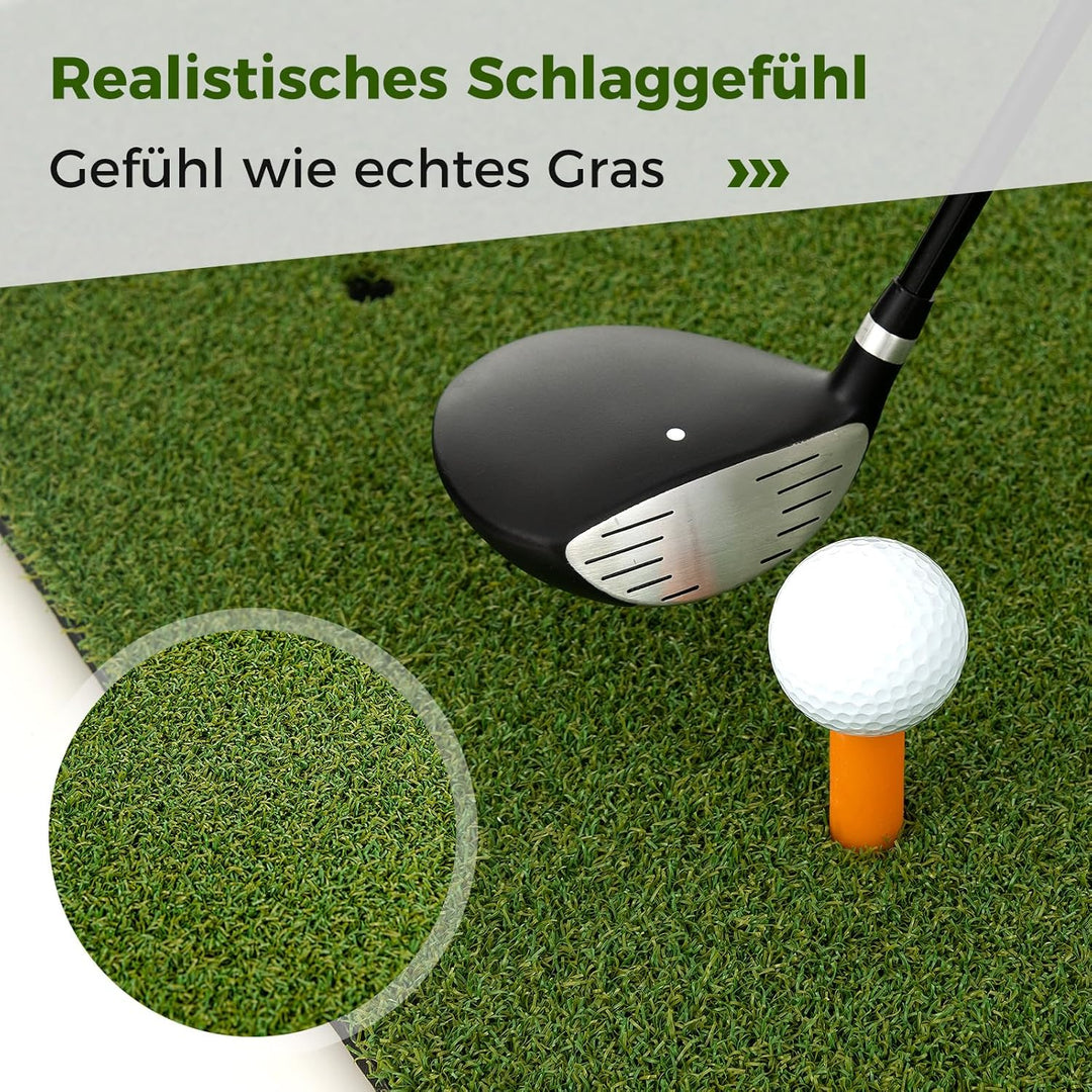 COSTWAY Golf Abschlagmatte, Golf Übungsmatte inkl. 2 Gummi-Tees und 2 Ausrichtungsstäbe, Golfmatte m