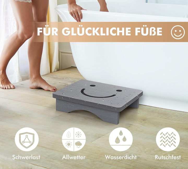 Tritthocker für Erwachsene & Senioren mit Lächeln-Design, Halbstufe, rutschfeste Mobilitätshilfe für