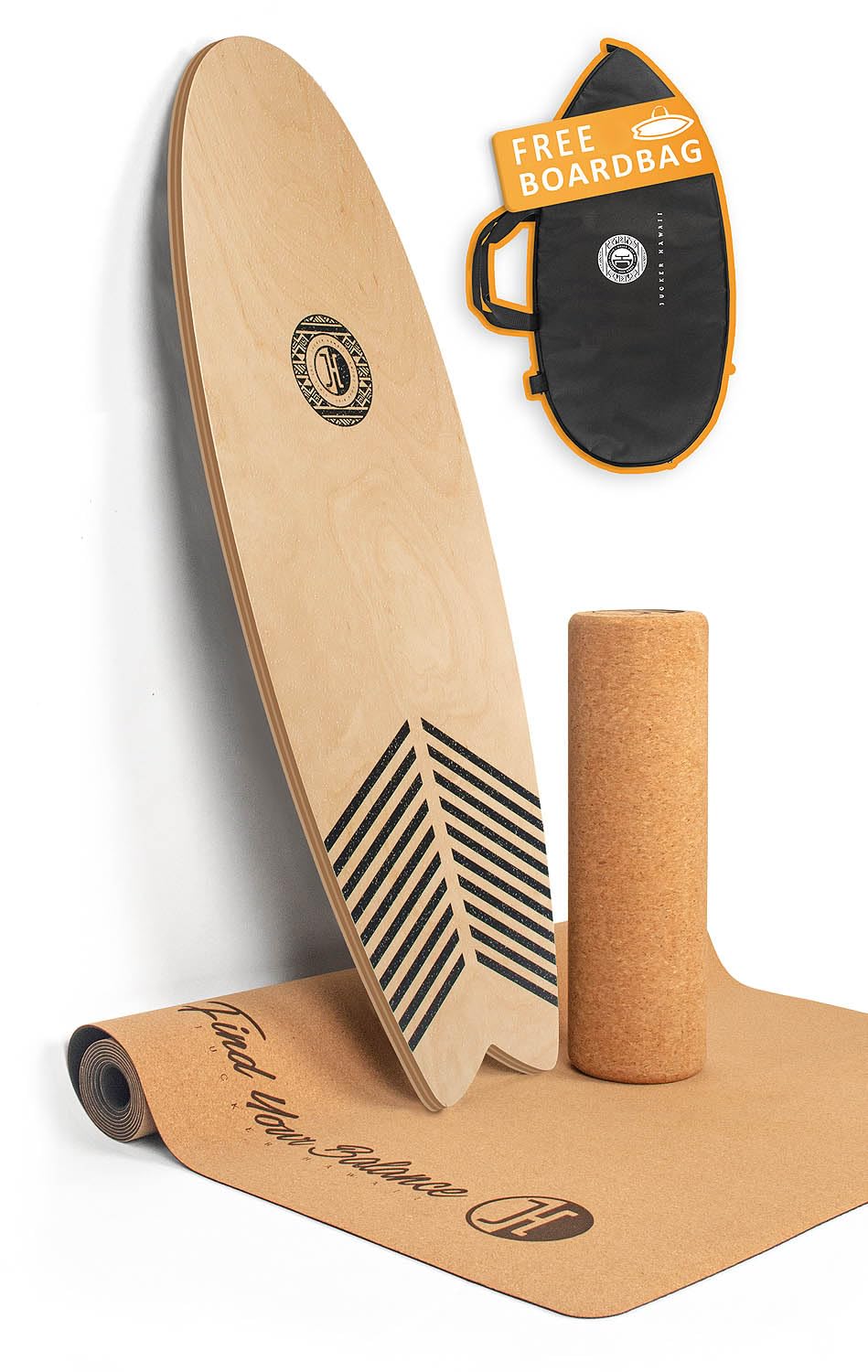 JUCKER HAWAII Balance Boards - Trick & Surf Balanceboard (100% Echtholz) mit extra rutschfester Ober