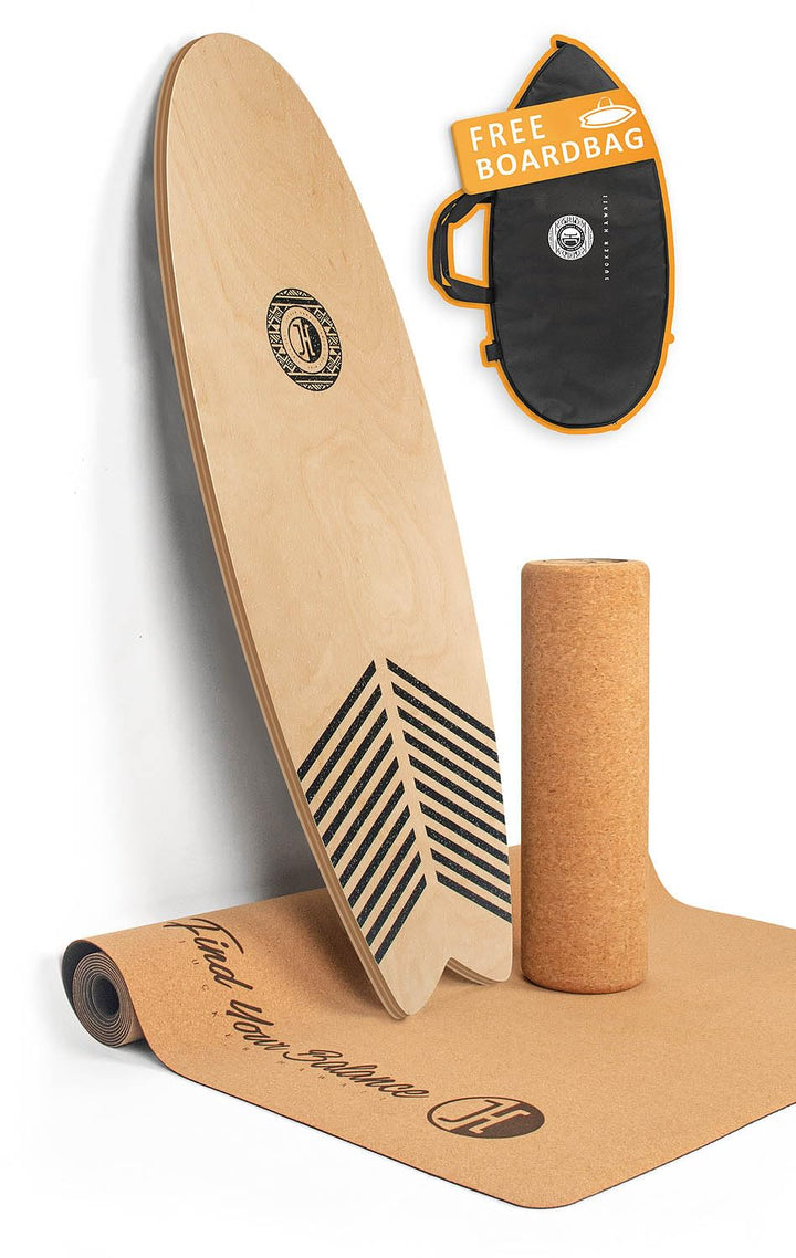 JUCKER HAWAII Balance Boards - Trick & Surf Balanceboard (100% Echtholz) mit extra rutschfester Ober