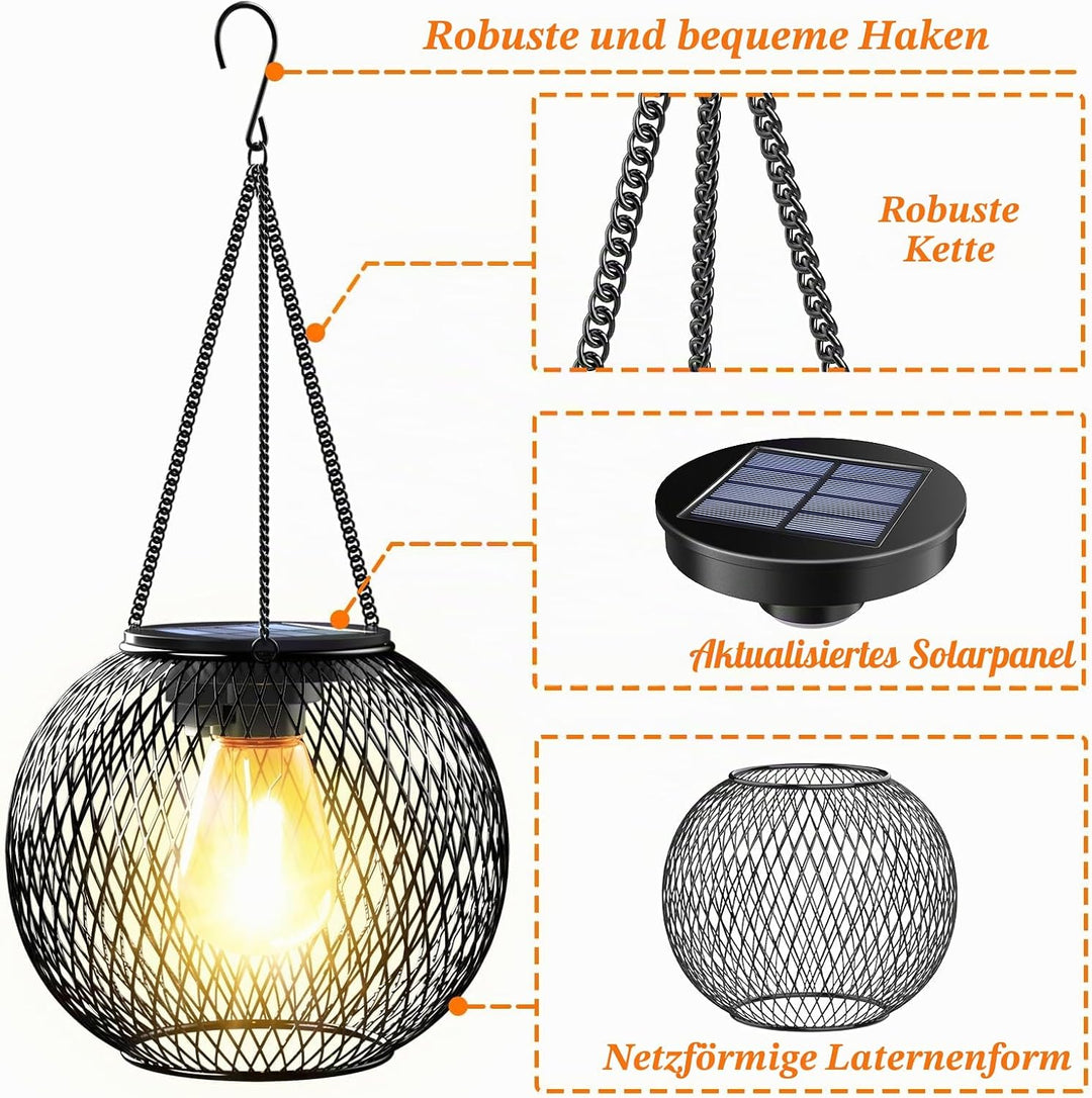 Solarlampen für Aussen, Ortiny 2 Stück IP65 Wasserdicht Metall Solarlampen für Aussen Garten Christm