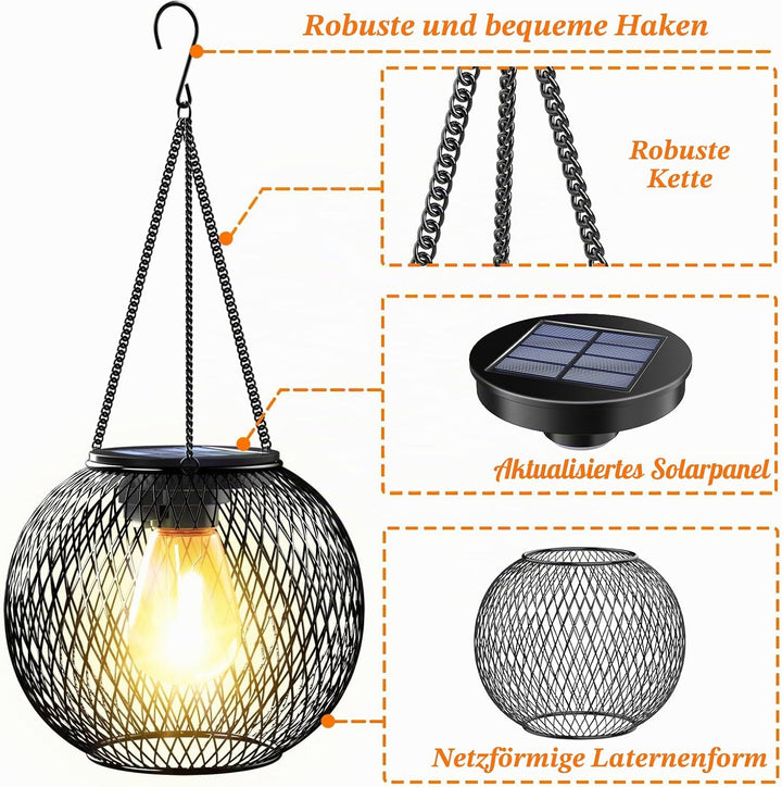 Solarlampen für Aussen, Ortiny 4 Stück IP65 Wasserdicht Metall Solarlampen für Aussen Garten Christm