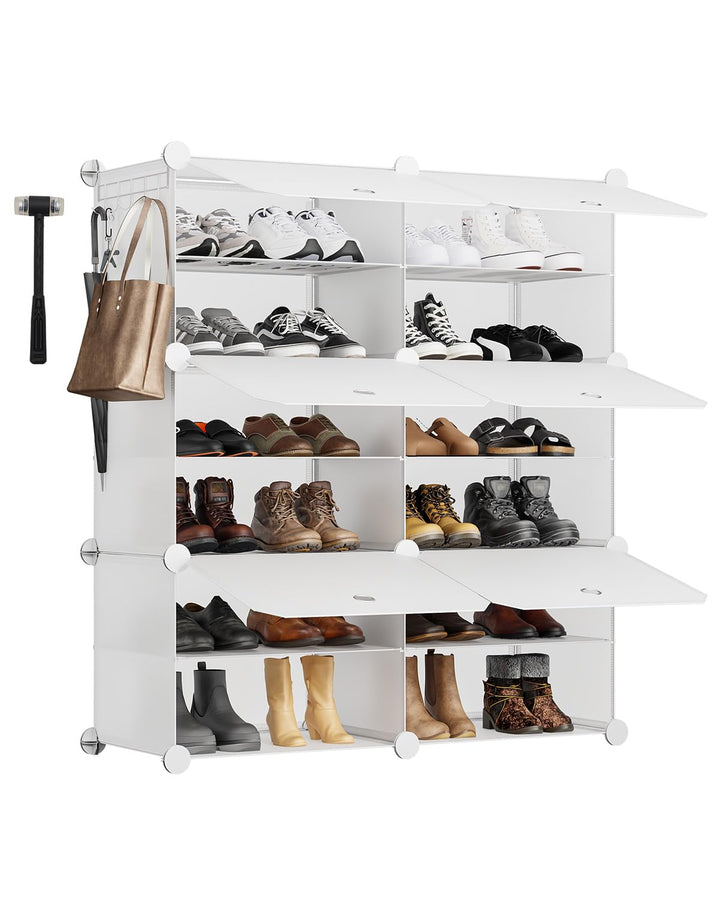 Sekey Schuhschrank 6 Fächer aus PP – Selbstaufbau mit Hammer – Grosses Schuhregal für Familie (84x31
