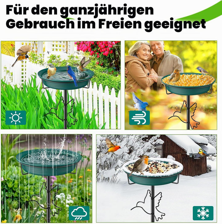 Vogeltränke Vogelbad Futter Schale Wasserstelle Stehend, Vogelbad Garten für Wildvögel Wassertränke
