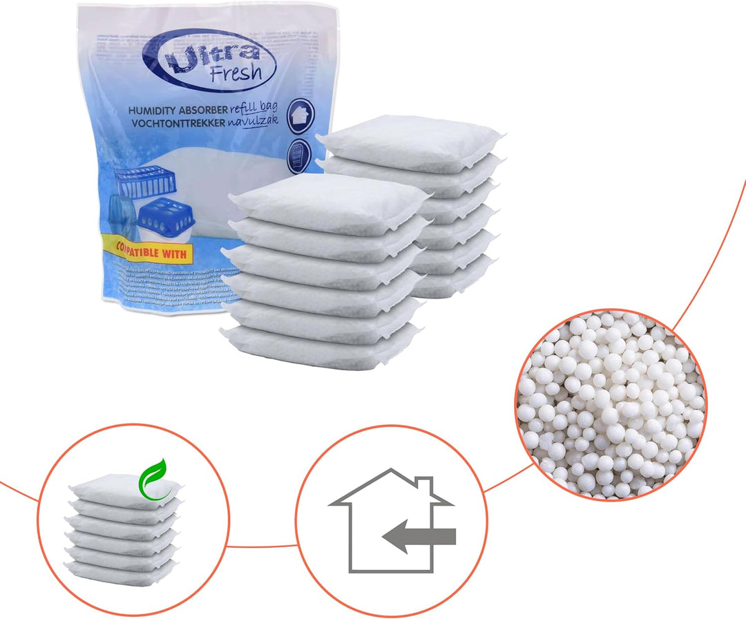 12x 450g Luftentfeuchter Nachfüllpack Ultra Fresh - Nachfüllbeutel für Raum Entfeuchter Nachfüllpack