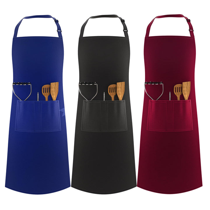 LEFUNDA® Kochschürze Wasserdicht Schürze mit 3 Taschen Verstellbare Grillschürze mit langen Bändern