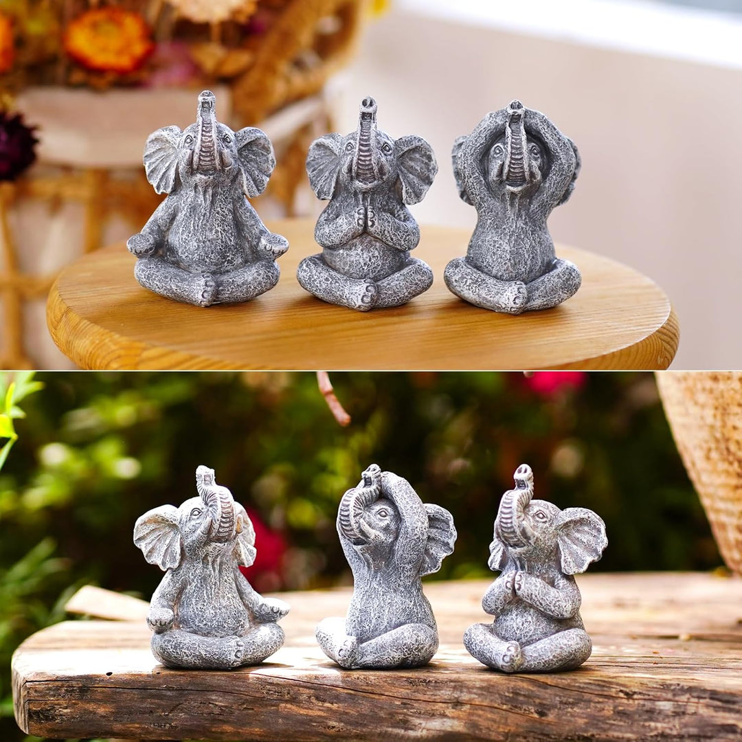 Yoga Elefant Gartenfirguren Zen Gartendeko Deko Wohnzimmer - Harz Elefanten Figuren Miniatur Deko El