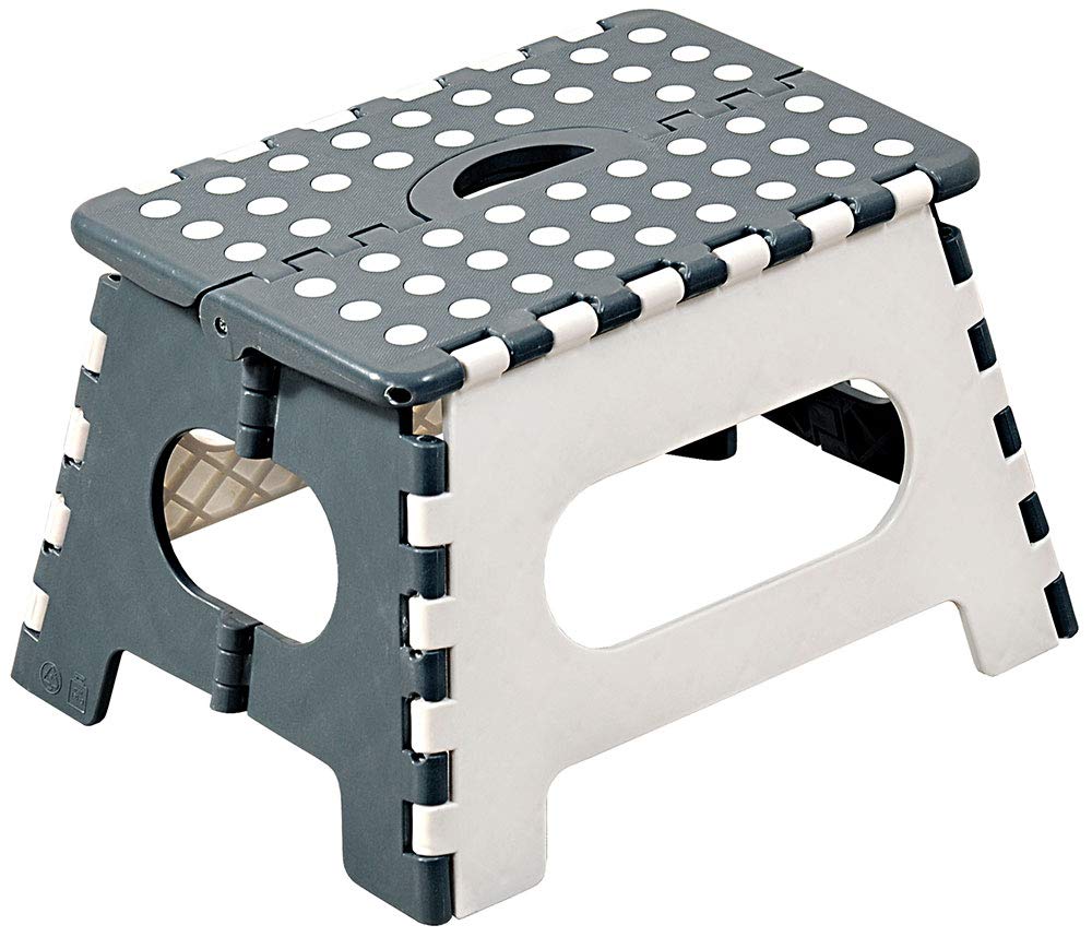 KESPER Klapptritt 70533 aus Kunststoff, weiss/grau/Hocker/Klappstiege