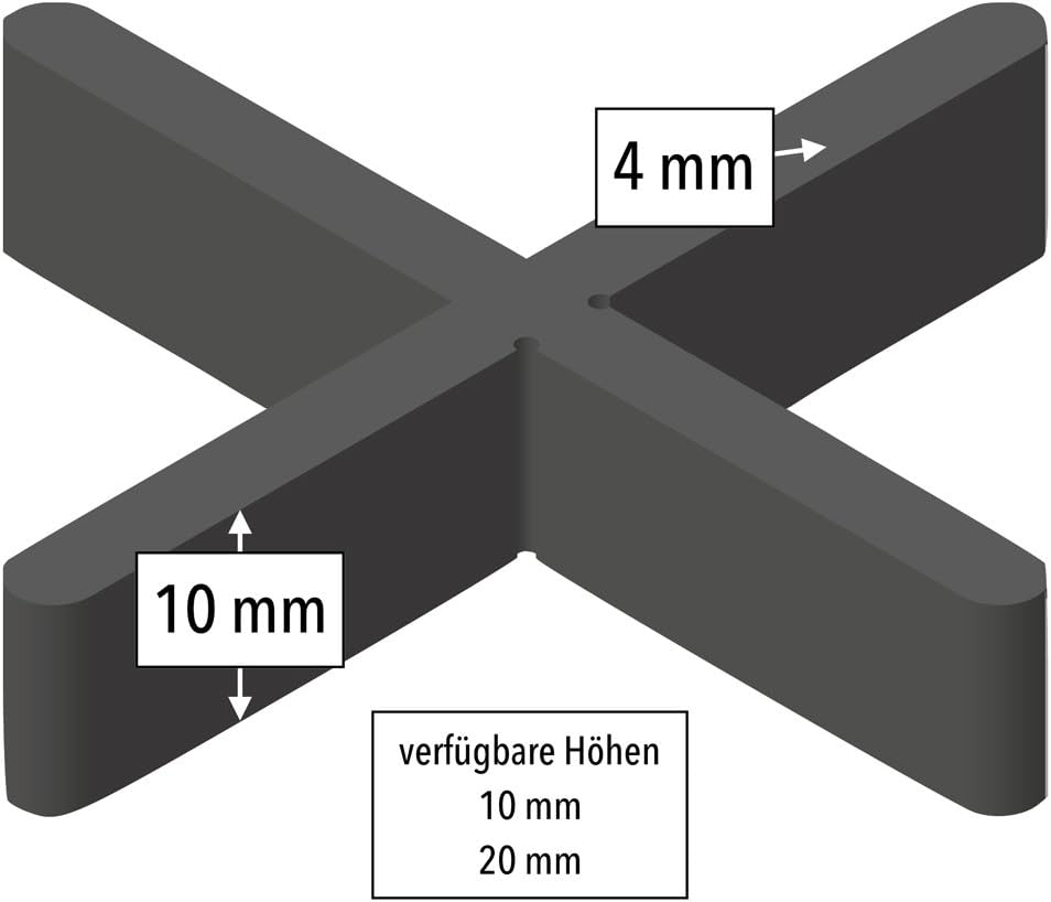 100 Stück GalaPower Fugenkreuze für 4 mm Fugen, 10 mm Bauhöhe