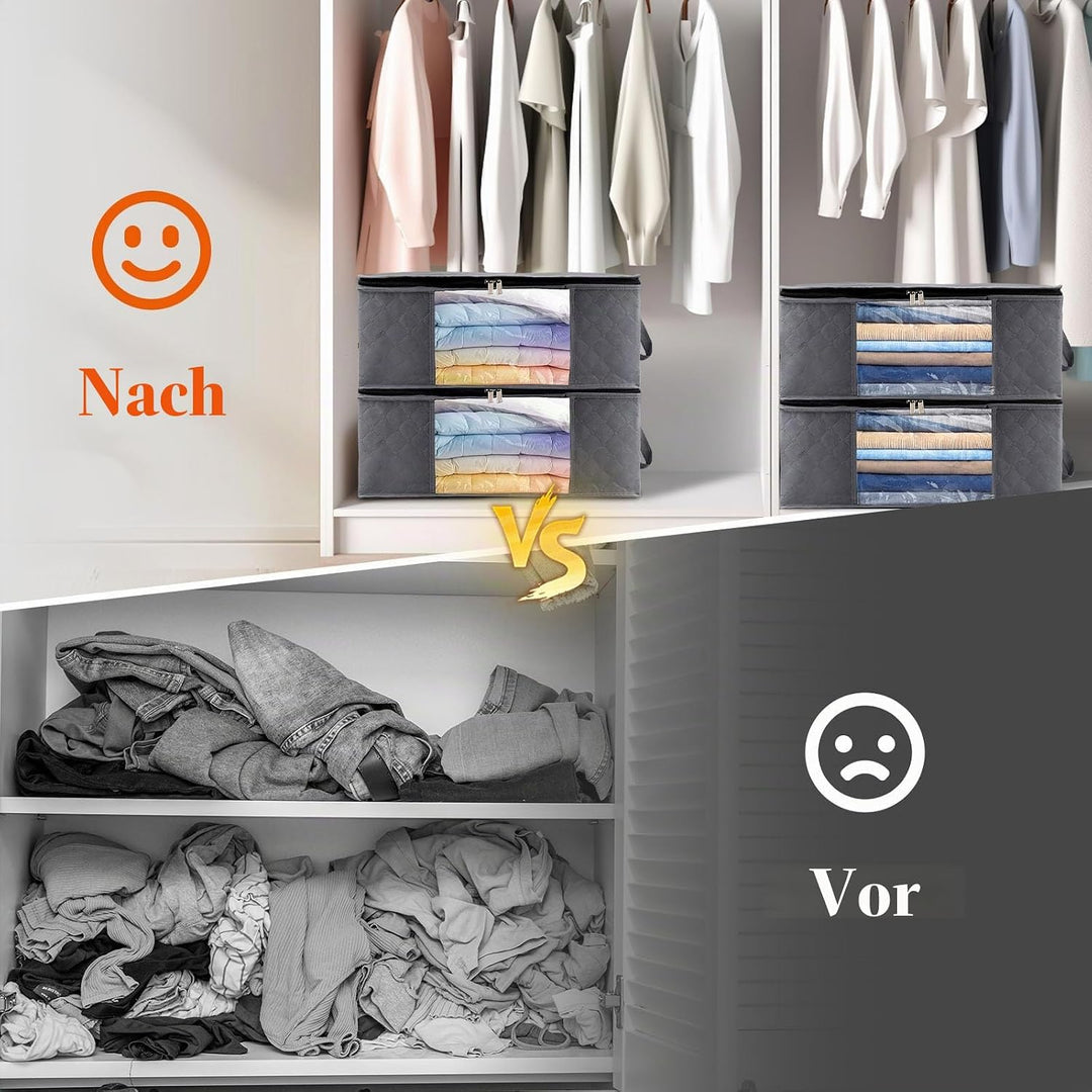 Withosent 6 Stück 35L Aufbewahrungstasche Schrank Organizer Set, Faltbare Kleideraufbewahrung mit Ve