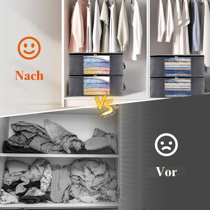 Withosent 6 Stück 35L Aufbewahrungstasche Schrank Organizer Set, Faltbare Kleideraufbewahrung mit Ve