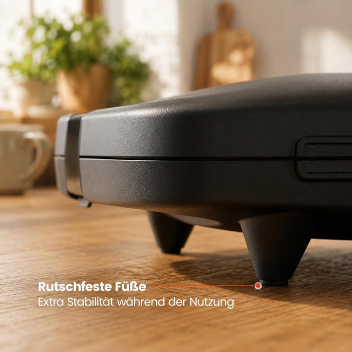 QuickBite Toaster, Sandwichmaker, Sandwich, Antihaftbeschichtung, 1000W, Panini, Schwarz Schwarz 24,