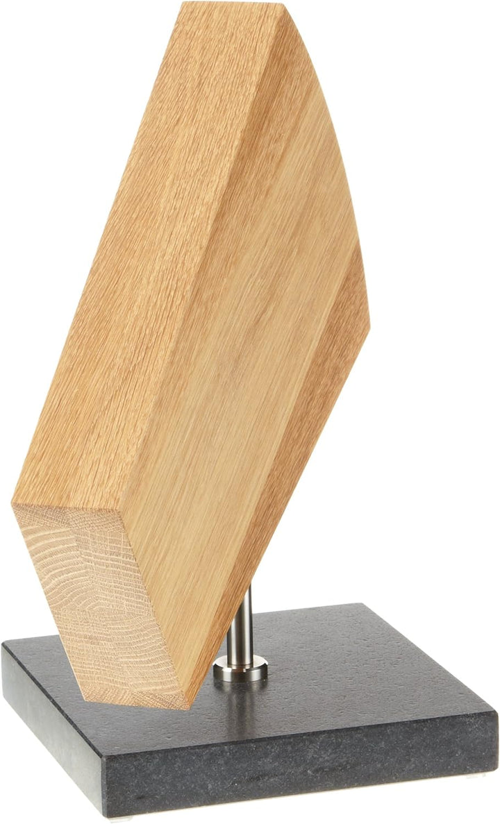 KAI drehbarer Messerblock 360° aus Eiche mit Granitboden - Premium Holz - Platz für 6-8 Messer, zwei