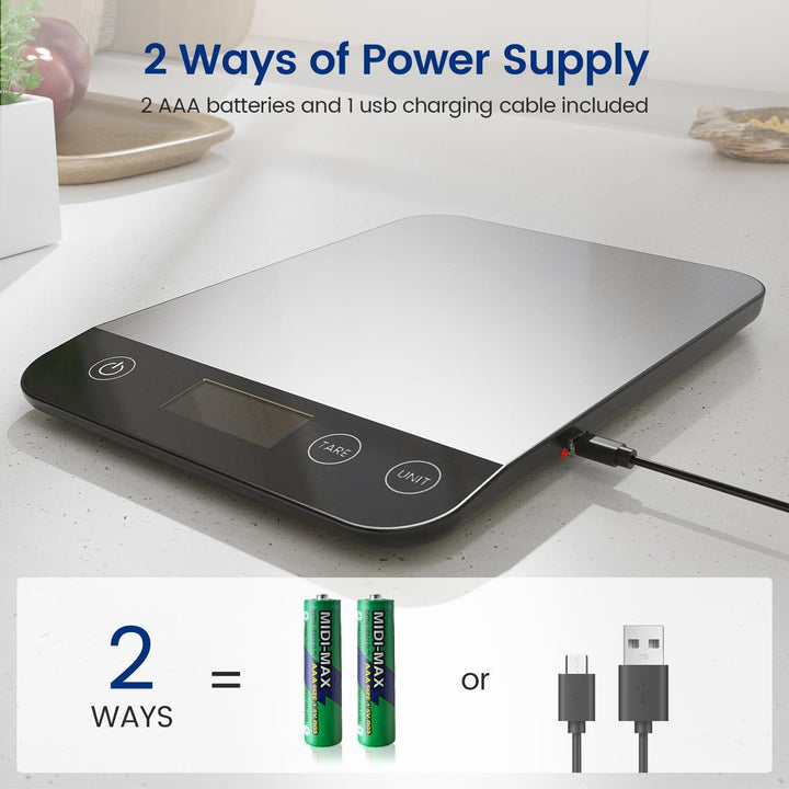 Wiederaufladbar Digitale Küchenwaage, USB C Elektronik Küchenwaage, 15 kg Hochpräzise 1g/0.1oz Leben