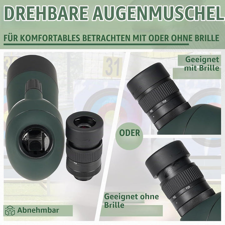 Svbony SV28Plus Spektive mit Stativ, 15–45x50mm mit Telefonadapter, BAK4 A5 Weinrote FMC, IP65 Wasse