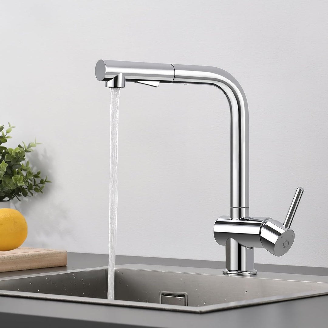 CECIPA Hochdruck Wasserhahn Küche Ausziehbar, Küchenarmatur mit Brause Zwei Strahlarten, Armatur Küc