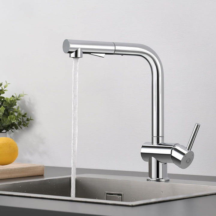 CECIPA Hochdruck Wasserhahn Küche Ausziehbar, Küchenarmatur mit Brause Zwei Strahlarten, Armatur Küc