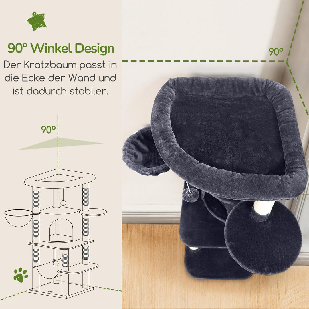 Globlazer Kratzbaum Grosse, Kratzbaum Stabil Passform Ecke mit Gross Katzenhaus 90° Sektor Gepolster