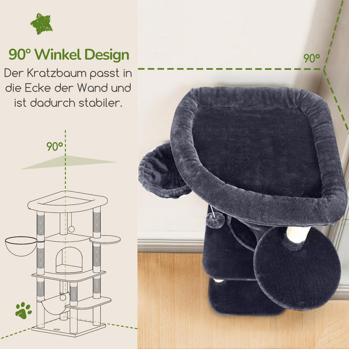 Globlazer Kratzbaum Grosse, Kratzbaum Stabil Passform Ecke mit Gross Katzenhaus 90° Sektor Gepolster