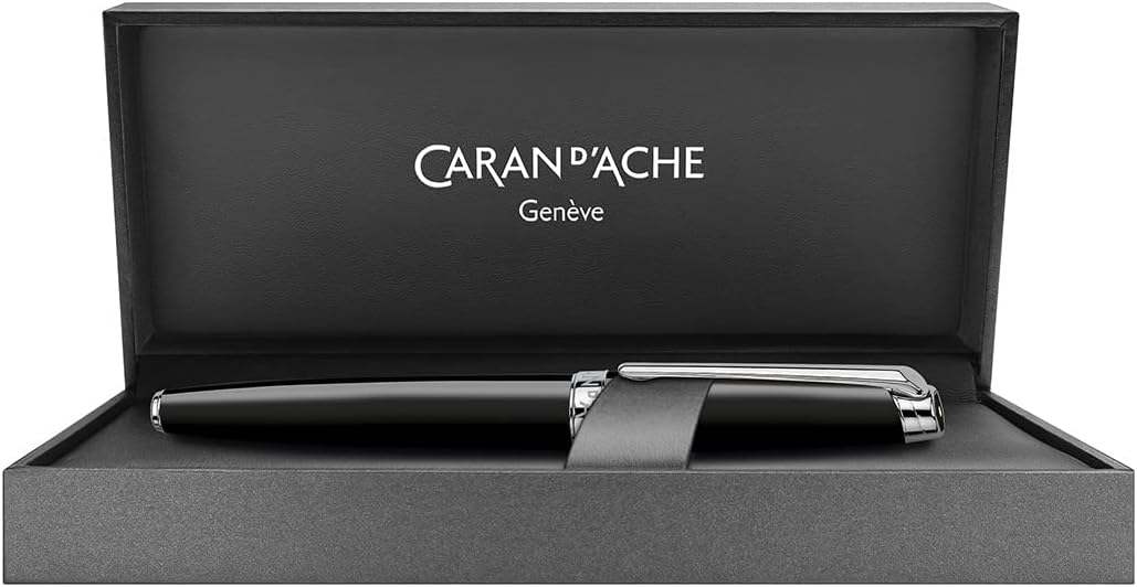 Caran d'Ache Füllhalter Léman Ebony Schwarz, silber, Feder:mittel (M), Schwarz